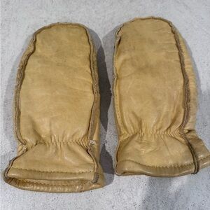 Vintage Source Unknown Tan Cowhide Leather Made in USA Mittens / Medium